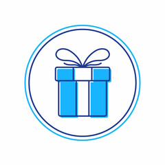 Filled outline Gift box icon isolated on white background. Merry Christmas and Happy New Year. Vector