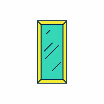recommend clip art: Filled outline Big full length mirror for bedroom, shops, backstage icon isolated on white background. Vector