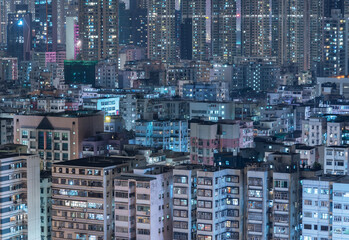 Fototapeta na wymiar Night scenery of skyline of downtown district of Hong Kong city