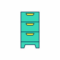 Filled outline Chest of drawers icon isolated on white background. Vector