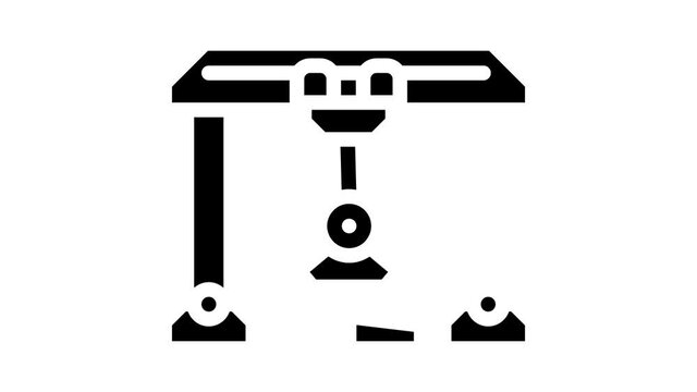 crane robot animated glyph icon crane robot sign. isolated on white background