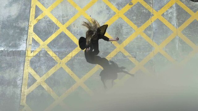 Going cray freely dancing at parking lot Barcelona Spain