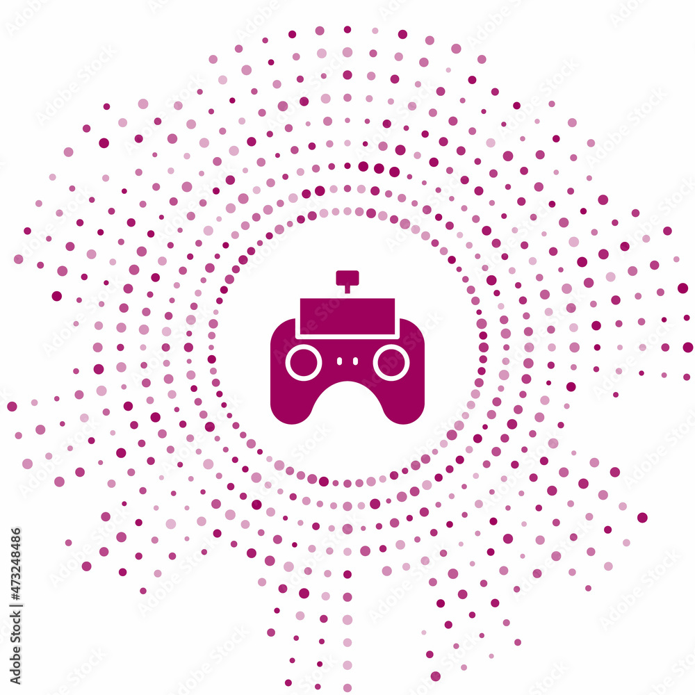 Poster purple remote control icon isolated on white background. abstract circle random dots. vector