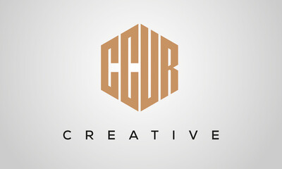 letters CCUR creative polygon hexagon logo victor template