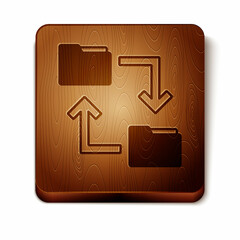 Brown Cloud storage text document folder icon isolated on white background. Wooden square button. Vector