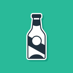 Blue Beer bottle icon isolated on green background. Vector