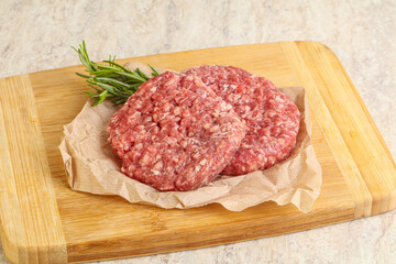 Raw beef burger cutlet for grill