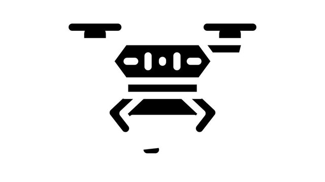 drone delivery robot animated glyph icon drone delivery robot sign. isolated on white background