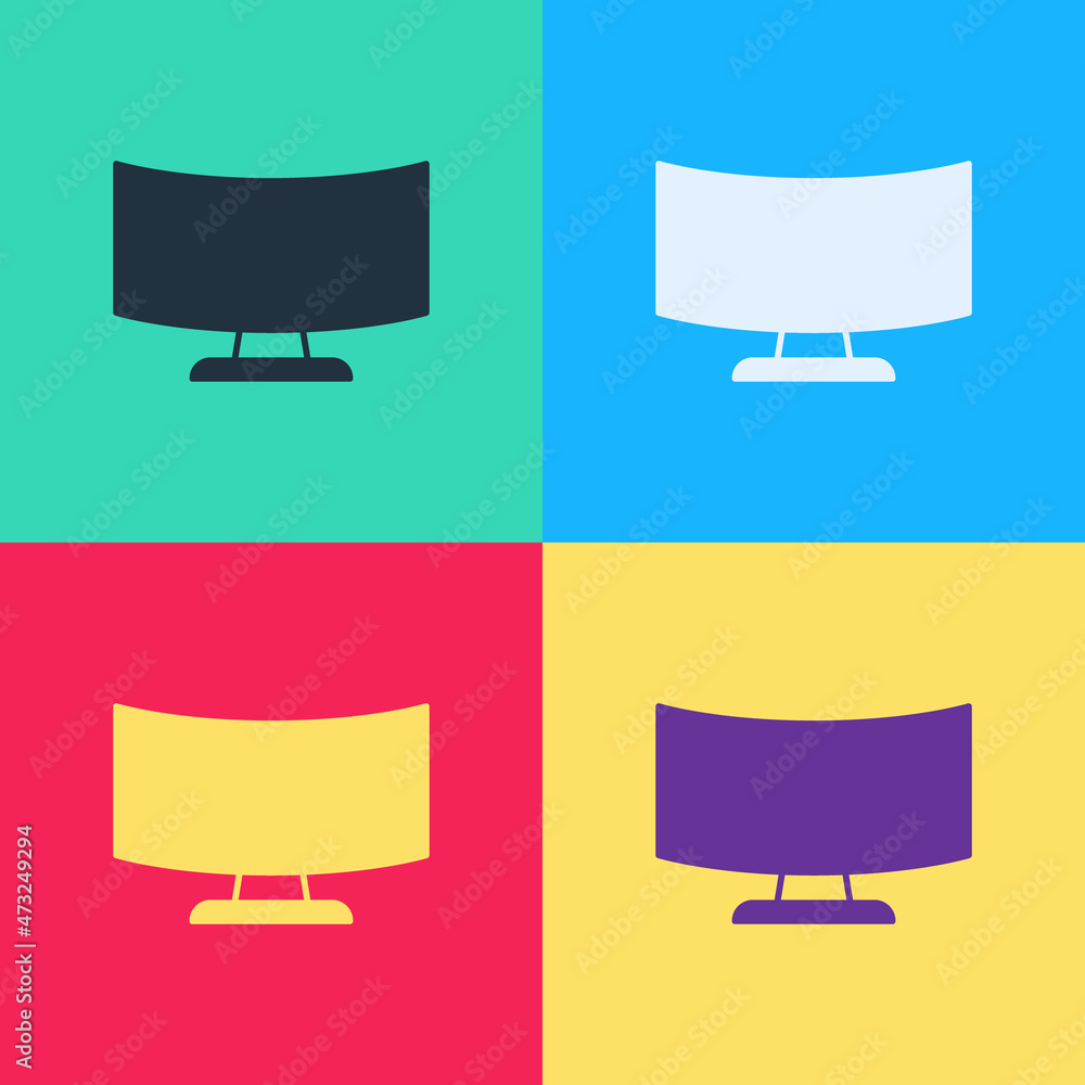 Aufkleber pop art computer monitor screen icon isolated on color background. electronic device. front view. ve