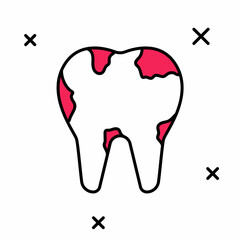 Filled outline Broken tooth icon isolated on white background. Dental problem icon. Dental care symbol. Vector