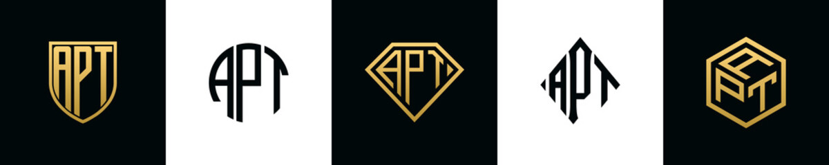 Initial letters APT logo designs Bundle - obrazy, fototapety, plakaty