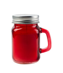 Red xmas cup with candle isolated