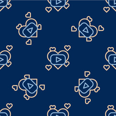 Line Romantic movie icon isolated seamless pattern on blue background. Love film. Vector