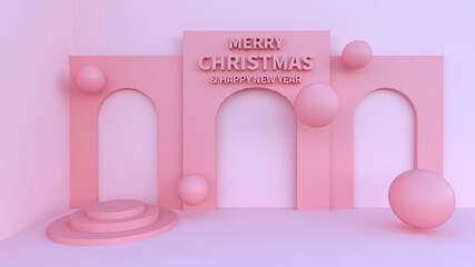 Fototapeta na wymiar 3d rendering of pink christmas 