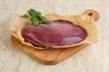 Raw pork liver for cooking