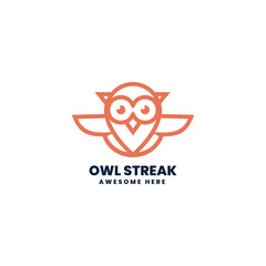 Vector Logo Illustration Owl Line Art Style.