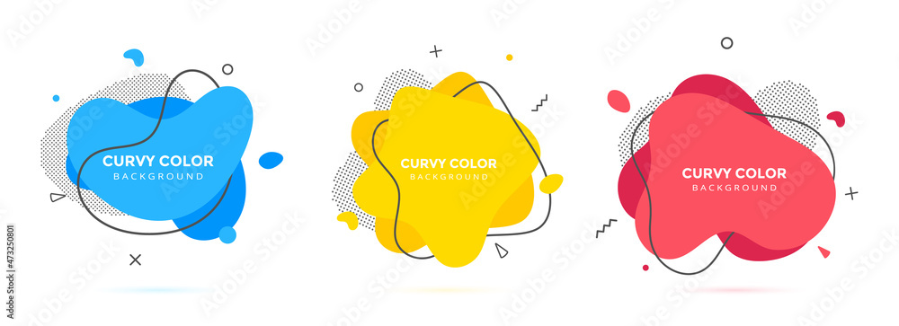 Poster modern liquid irregular amoeba blob shape abstract elements graphic flat style design fluid vector i