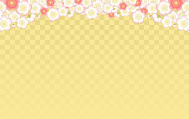 ゴールドの市松模様と桜の背景素材（上）
