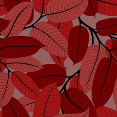 SEAMLESS PATTERN WITH RED AND PINK VIROLA BRANCHES ON A GRAY BACKGROUND IN VECTOR