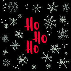 Christmas and New Year quote. Modern lettering and flat hand drawn decorative snowflakes.