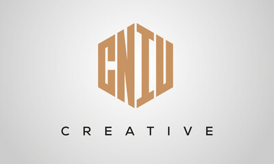 letters CNIU creative polygon hexagon logo victor template