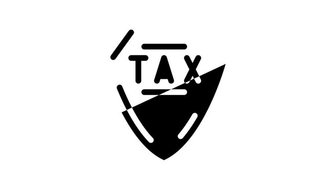 protection tax animated glyph icon protection tax sign. isolated on white background