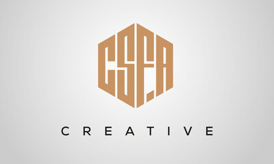 letters CSFA creative polygon hexagon logo victor template
