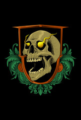 Skull with hand artwork illustration