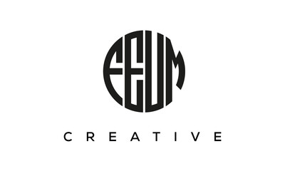 Letters FEUM creative circle logo design vector, 4 letters logo