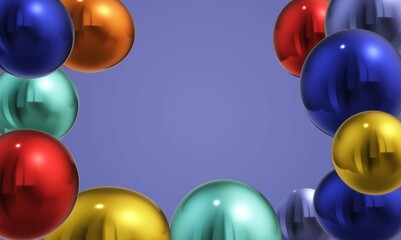 3d render of a balloons on a blue background