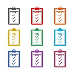 Test clipboard icon isolated on white background, color set