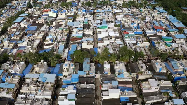 Aerial View Of Typical Residential Houses In District Of Mumbai Suburban In Maharashtra, India.