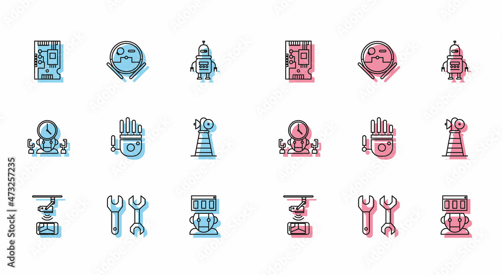 Poster set line wireless controlling cctv security camera, electronic computer components motherboard digit