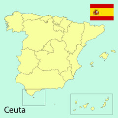 Spain map, Ceuta, vector illustration 