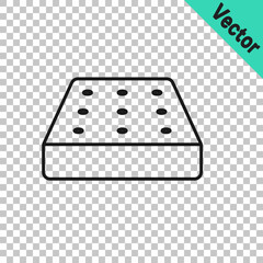 Black line Mattress icon isolated on transparent background. Padded comfortable sleeping bed mattress. Vector