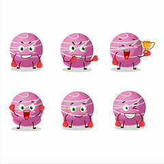 A sporty truffle strawberry candy boxing athlete cartoon mascot design