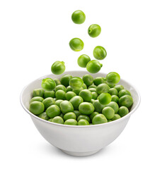 Green peas isolated on white background