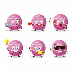 Truffle strawberry candy cartoon character with various types of business emoticons