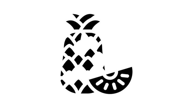 Pineapple Fruit Animated Glyph Icon Pineapple Fruit Sign. Isolated On White Background