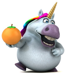 Naklejka premium Fun unicorn - 3D Illustration