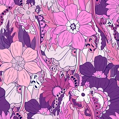 Möbelaufkleber Seamless pattern background with abstract flowers, leaves © terbrana