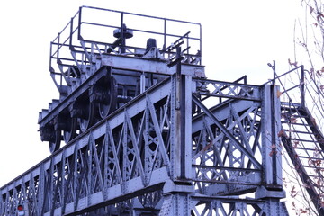 a locomotive on the dam with the help of which they open the gate