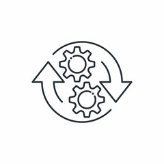 Changing part. Mechanism update. Vector linear icon isolated on white background.
