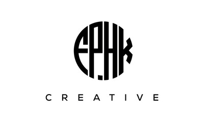 Letters FPHK creative circle logo design vector, 4 letters logo