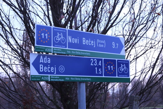 Roadmap for cyclists through the town of Becej