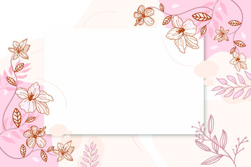 Hand painted line art floral background