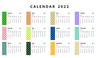 background wallpaper layout calendar office time diary 2022 new year template icon logo pattern day month style diary flat design element black vintage business season number date sunday element white