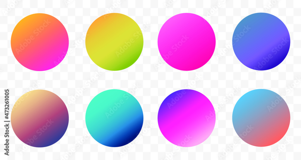 Poster set of round vector gradient. multicolor sphere. modern abstract background texture. template for de