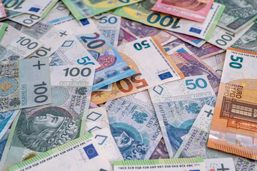 Fototapeta na wymiar Business and economy concept exchange pln polish money to euro