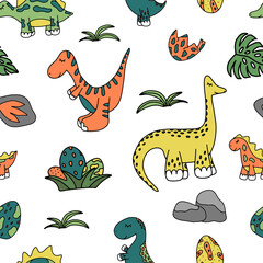 Baby cute dinosaur nursery vector seamless pattern